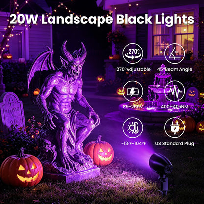 20W Halloween Black Light Spotlight Outdoor (Black)
