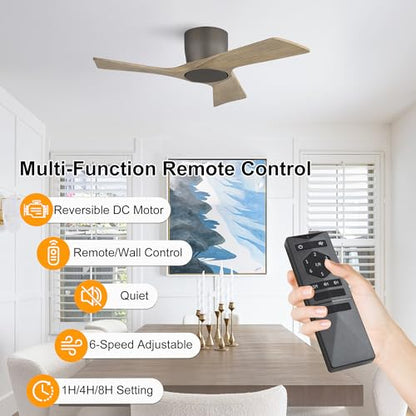 Flush Mount Ceiling Fan without Light 36"
