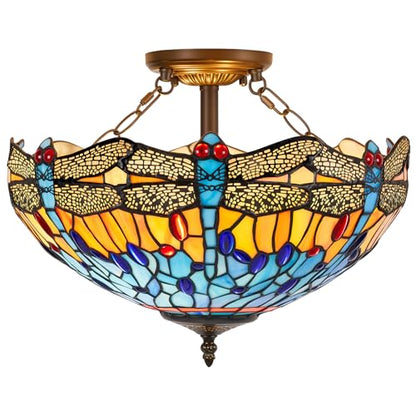 Tiffany Style Semi Flush Mount Ceiling Light