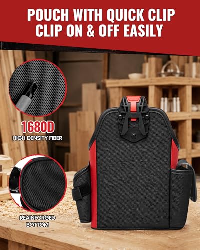 Electrician Tool Pouch with Quick Detach Belt Clip