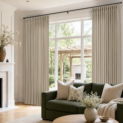 Burlywood Pinch Pleated Semi Sheer Thick Linen Curtains 84 Inches Long (Burlywood Birch / 40"W x 84"L (Pack of 2))