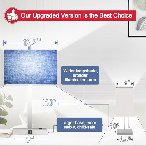 21" Set of 2 Touch Control Table Lamps with 2 USB & AC Outlets
