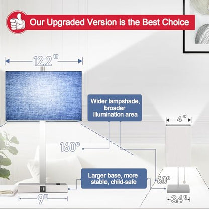21" Set of 2 Touch Control Table Lamps with 2 USB & AC Outlets