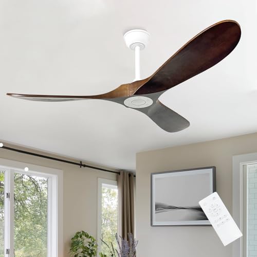 52'' Outdoor Ceiling Fan No Light (52 inch / White+Dark walnut)