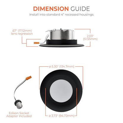 LT Indoor Outdoor 6 in LED Recessed Lighting Light Housings with Selectable Color Temperature