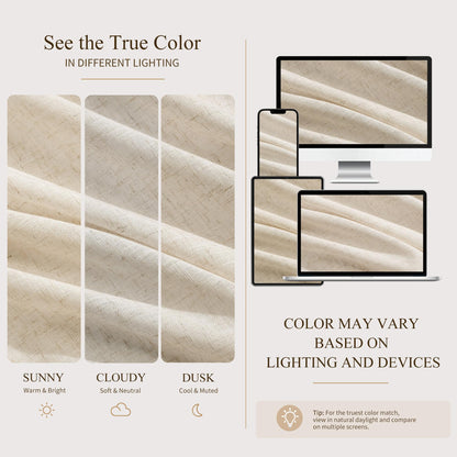 Cream Pinch Pleated Linen Curtains 120 Inch Long for Living Room (Linen / 40"W x 120"L (Pack of 2))