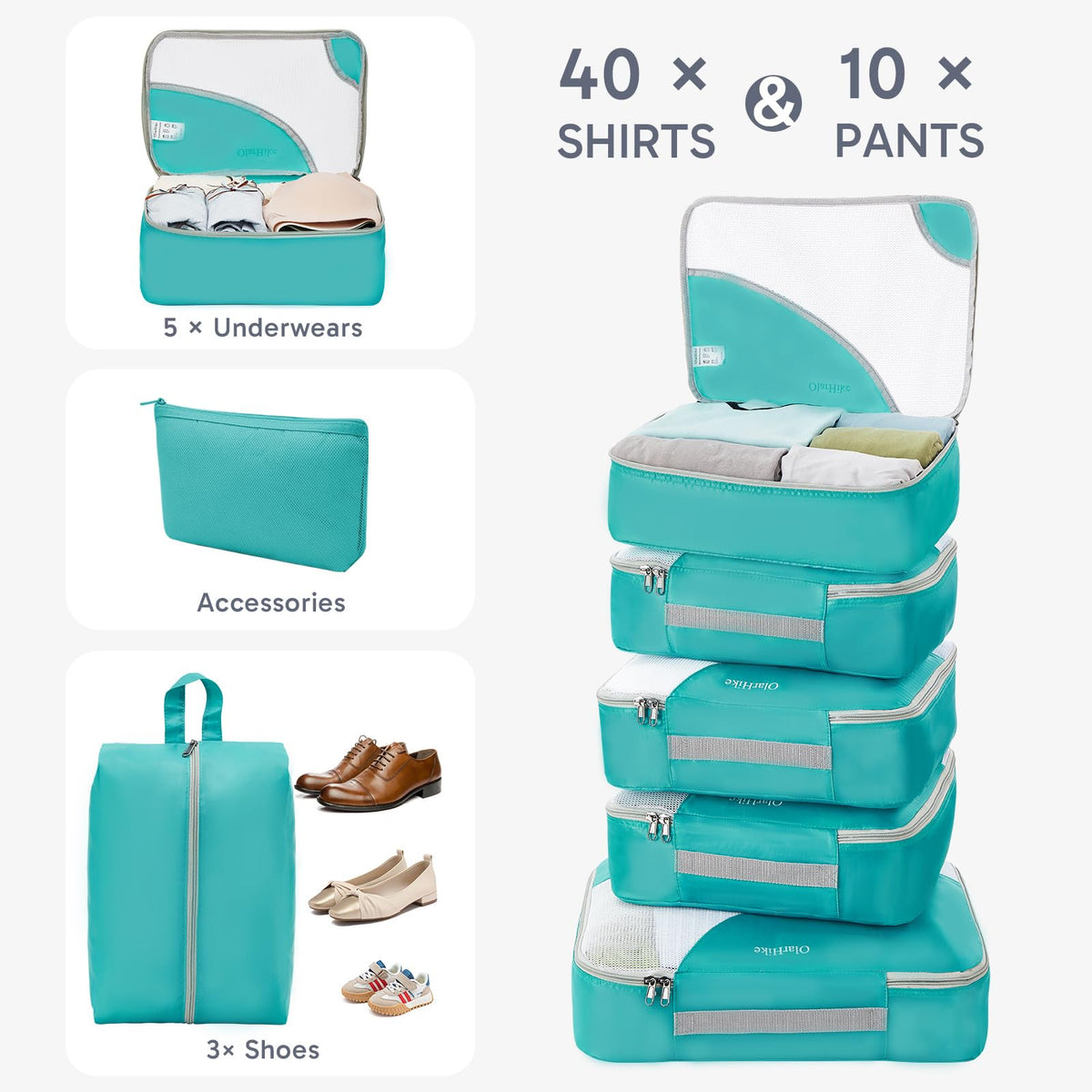 Packing Cubes for Travel (16 Turquoise)
