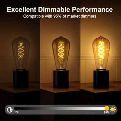 ST64 Edison Bulb E26 Dimmable (6w-2700k Amber Warm White(gray))