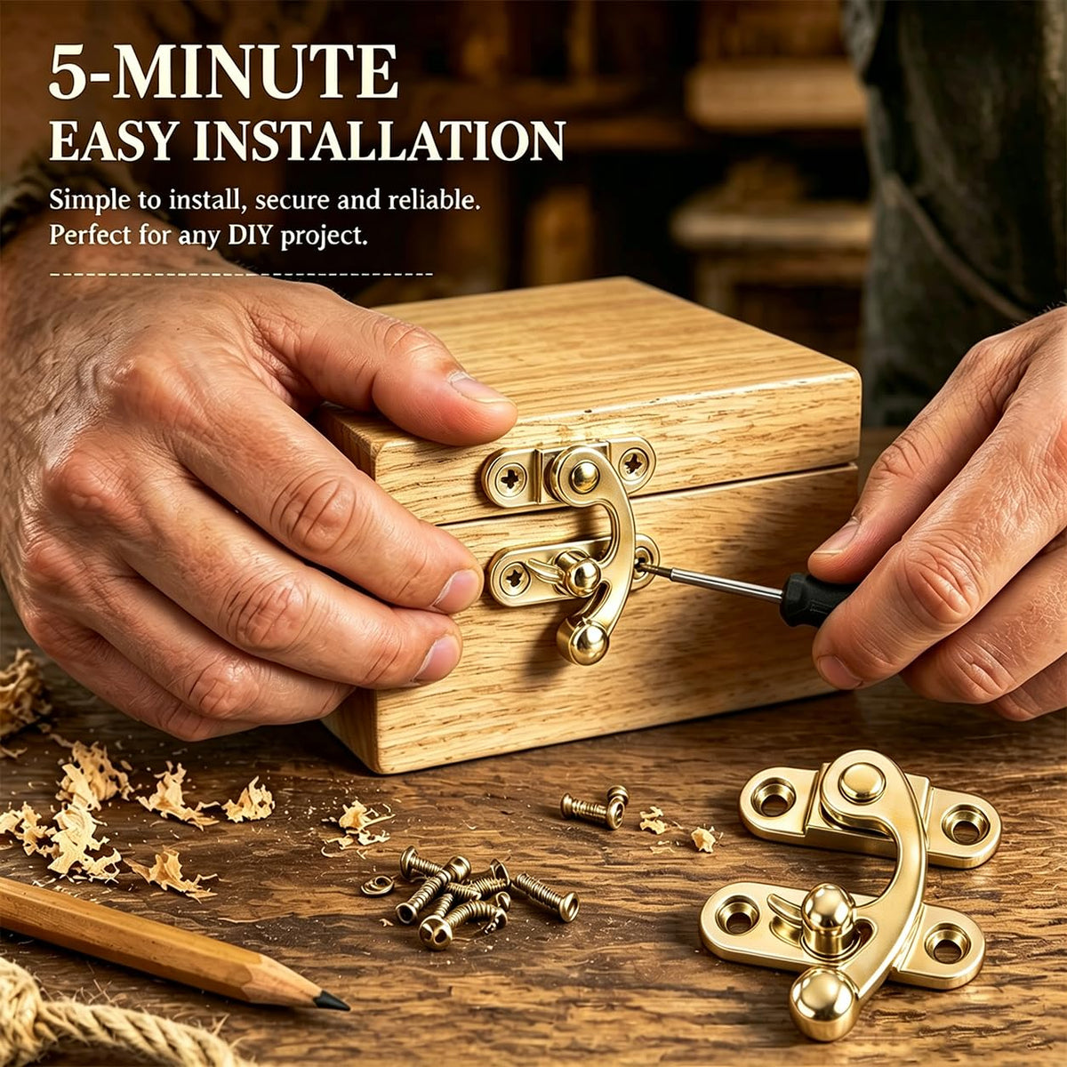 20 Sets Gold Right Latch Hook Hasp & Hinges Kit with Matching Screws (Gold)