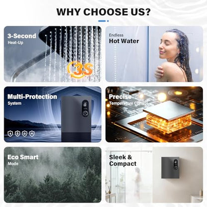 Tankless Water Heater Electric Instant Hot Water Heater Under Sink