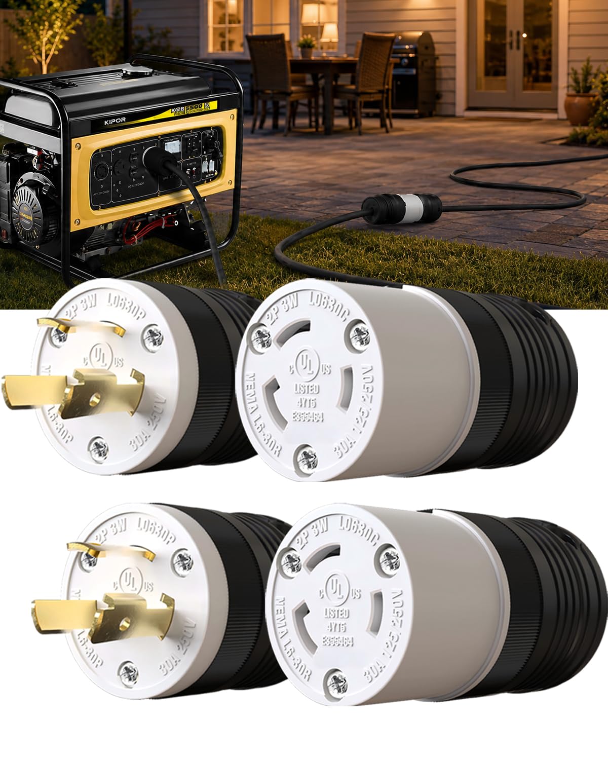 2 Set NEMA L6 (Black / L6-30P&L6-30R)