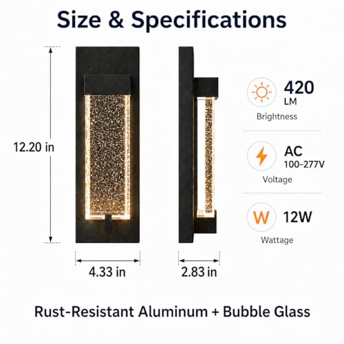 5CCT Modern Outdoor Wall Lights with Bubble Glass