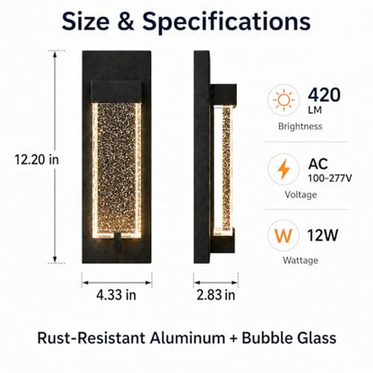 5CCT Modern Outdoor Wall Lights with Bubble Glass