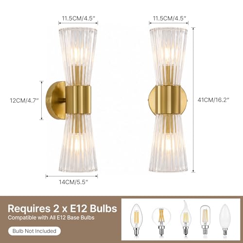 2 Light Glass Wall Sconce