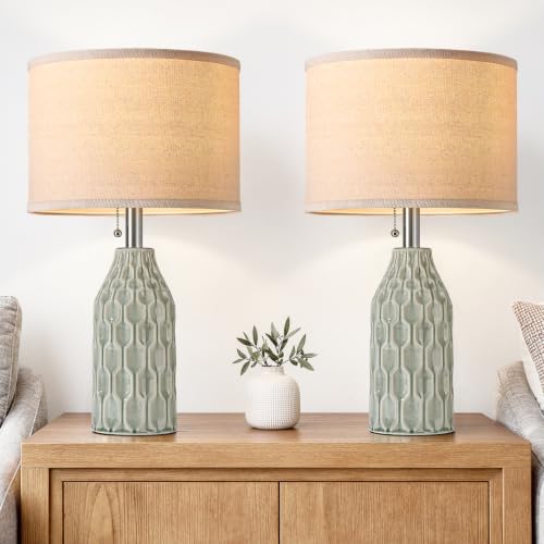 Modern Ceramic Table Lamps Set of 2 for Living Room Bedroom