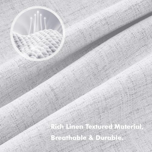 100% Blackout Linen Curtains 42 x 63 Inch Grayish White 2 Panels (Grayish White / 42"W x 63"L (Pack of 2))
