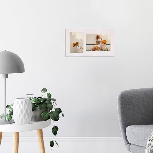 4x6 and 5x7 Collage Picture Frame Set of 2 (Rustic White / 7.5x13in (2Pack))