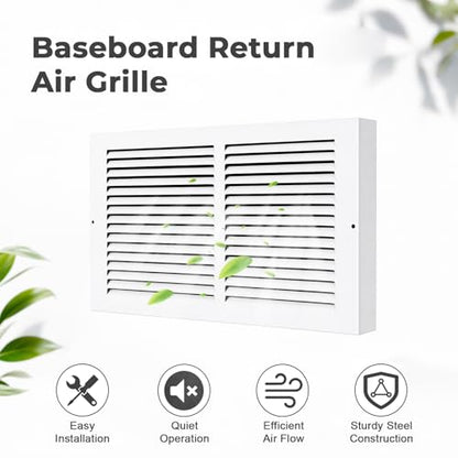 12x6 Baseboard Return Air Grille for 12"Wx6"H Duct Opening (12"WX6"H-Duct Opening)