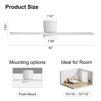42 Inch Ceiling Fan with Light and Remote (White / 42")