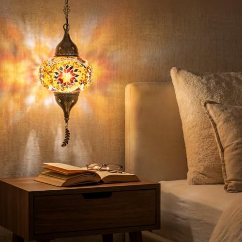 Turkish Moroccan Mosaic Pendant Light (Yellow)
