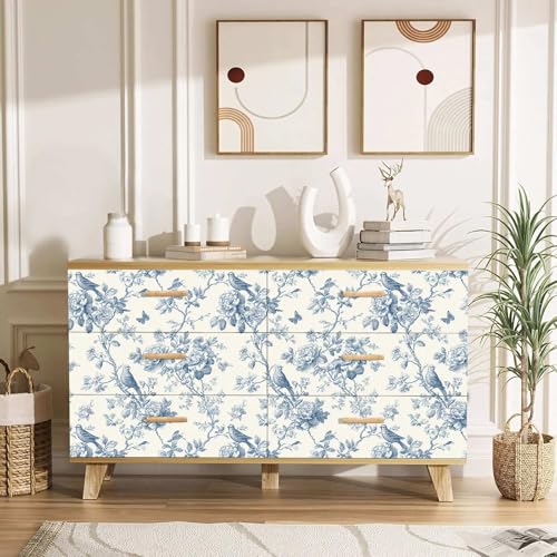 Blue Floral Bird Peel and Stick Wallpaper