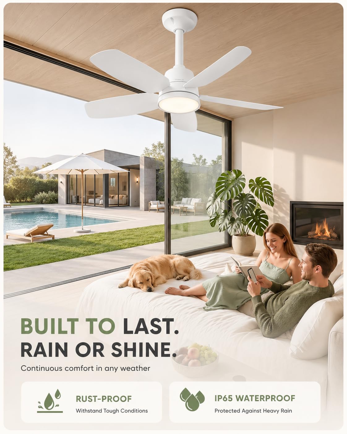 Ceiling Fan with Light (White / 28inch)