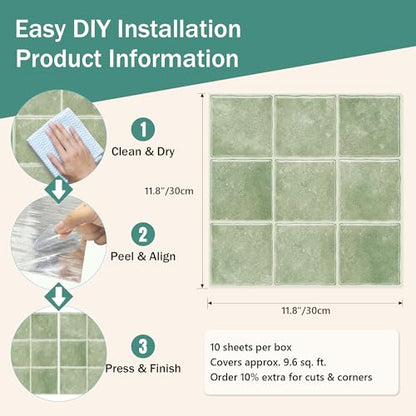 10 Sheet Zellige Look Peel and Stick Kitchen Backsplash