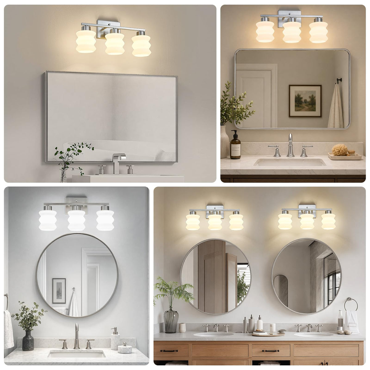 Bathroom Lighting Fixtures Over Mirror (Brushed Nickel / 3-Light)