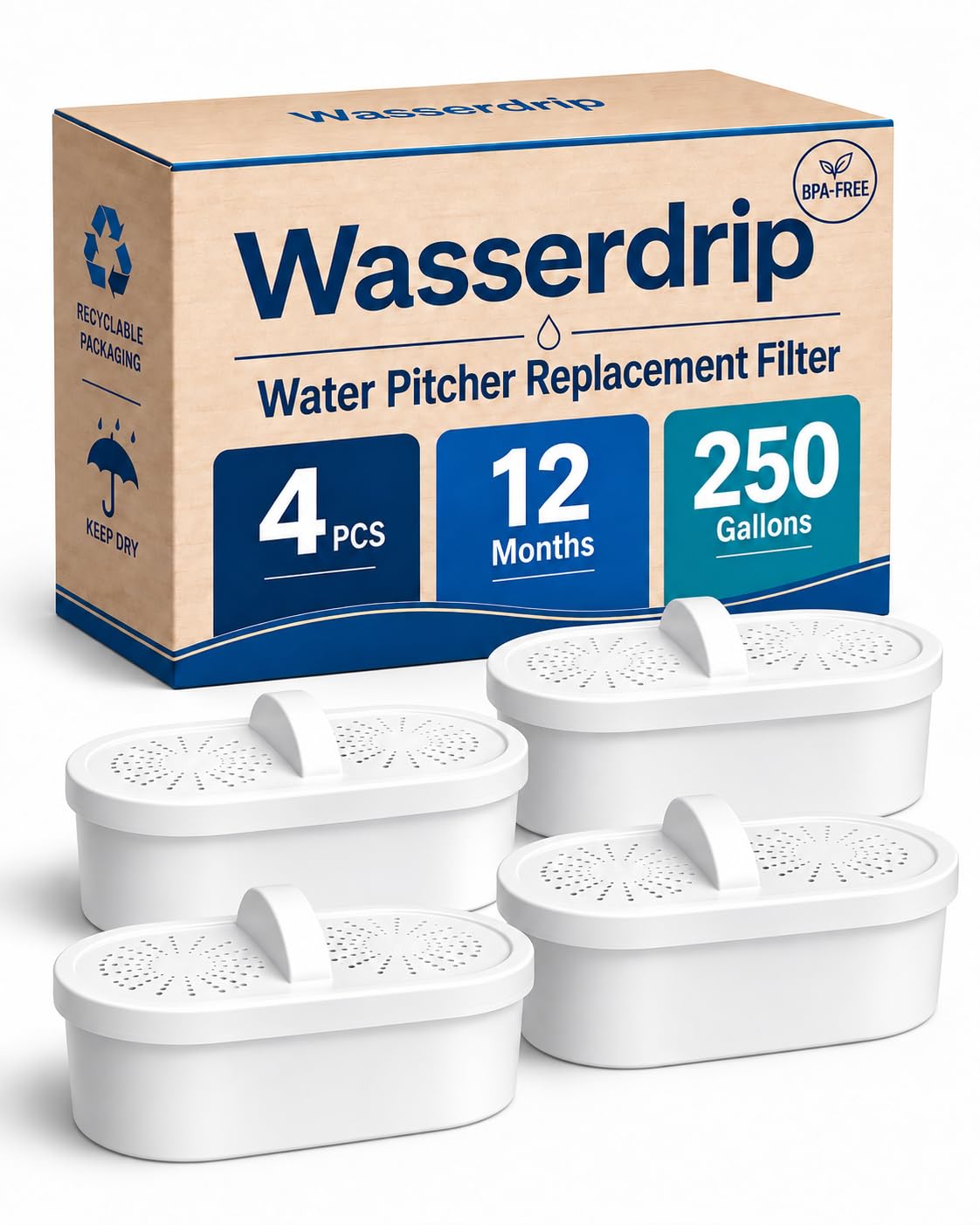Water Filter Replacement for All Water (NEW 4 Pack)