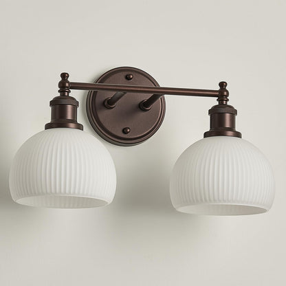 2 light Bathroom Vanity Light Oil Rubbed Bronze Hardwired Wall Sconce (ORB & Ribbed Dome Shade / 2-light)