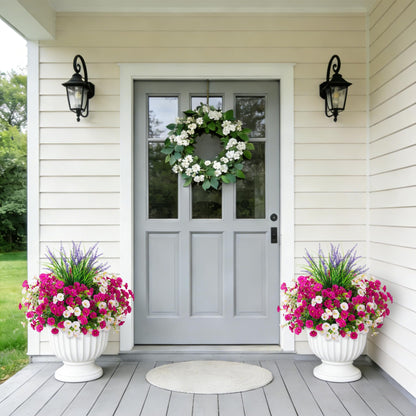 Artificial Flowers Fake Plants for Outdoors Decoration (Lightpurple White Lavender)