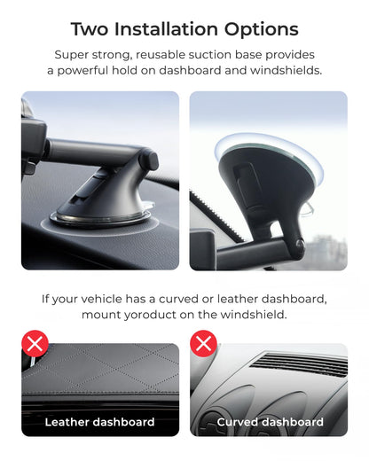 Easy One Touch Advanced Suction Car Mount for Smartphone iPhone 18 (Advanced)