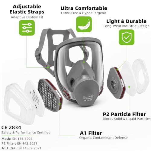 Full Face Mask Assembly with Replacement Lens for 6000