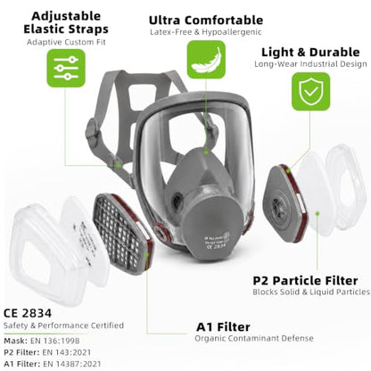 Full Face Mask Assembly with Replacement Lens for 6000
