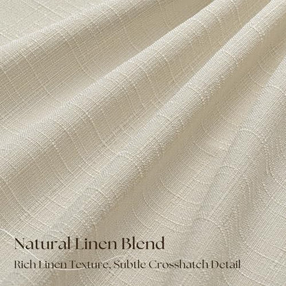 Cream Beige Pleated Linen Blackout Curtains 100 Inches Long for Bedroom (Cream Beige / 50"W x 100"L (Pack of 2))