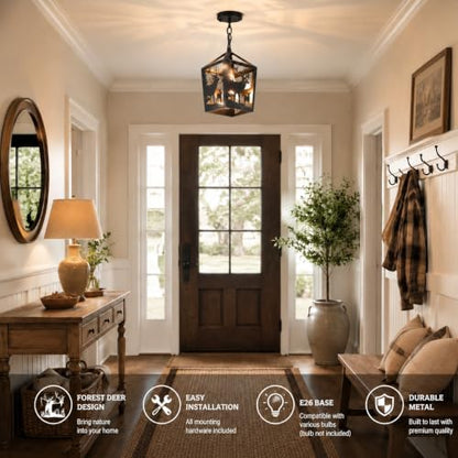 Farmhouse Rustic Semi Flush Mount Ceiling Light Fixture