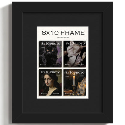 8x10 Black Wooden Picture Frame (Black Frame Black Mat / 8x10)