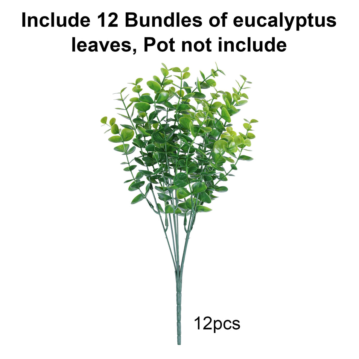 Artificial Plants for Outdoors Outside Spring Summer Decoration (12 Bundles Green Eucalyptus)