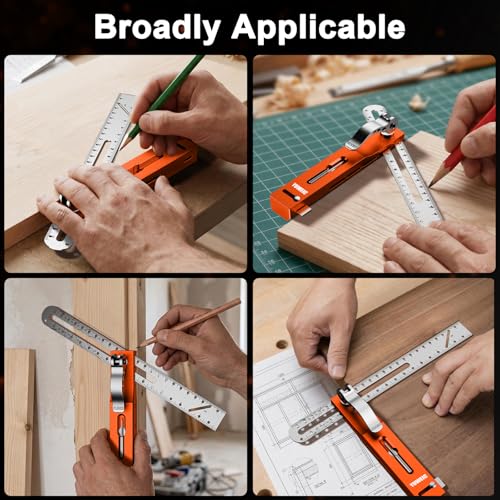 T Bevel Angle Finder Sliding Gauge with Metal Extension Arm