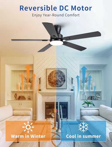 52 inch Low Profile Ceiling Fan with Light and Remote
