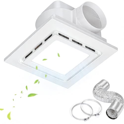12" Ultra Quiet Bathroom Exhaust Fan with 6500K LED Light