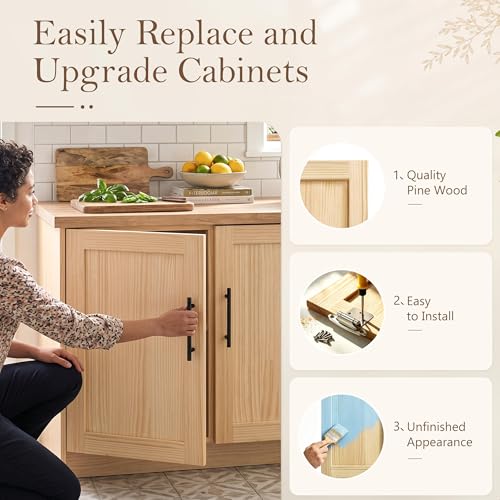 2 Pack Unfinished Pine Shaker Cabinet Doors 11.7" W x 22.5" H (11.7'' Wx22.5'' H)