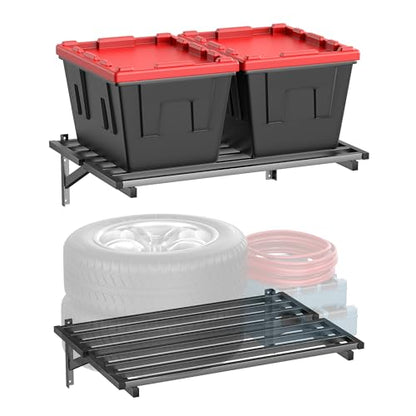 2-Pack Heavy-Duty Garage Wall Shelves, Floating Wall-Mounted Storage Shelves with Screw-Secured, Holds 400 lbs/Shelf for Garage