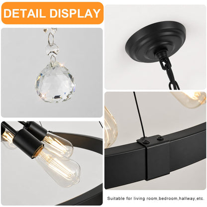 Black Wegan Wheel Chandelier 31.5" (Black / 31.5 inch)