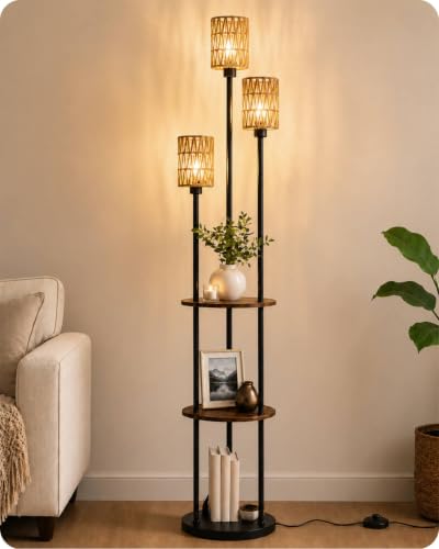 71" Floor Lamp with Shelves