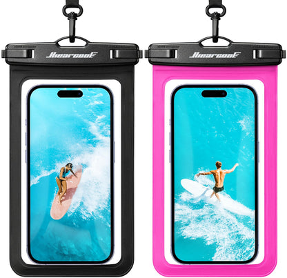 Waterproof Phone Pouch (2-Pack Black & Bright Red)