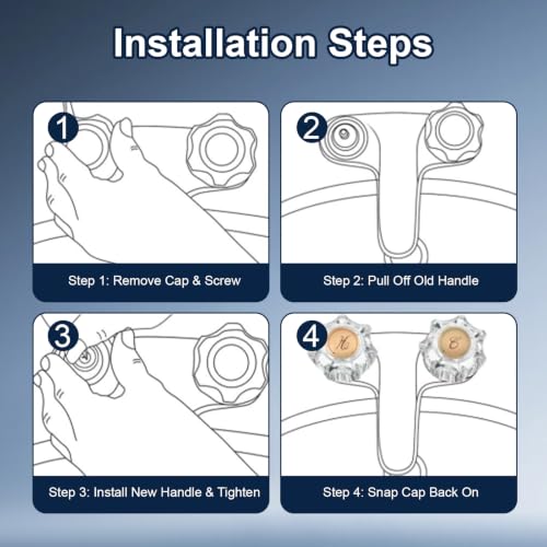 4 Pack Clear Acrylic Shower Knob Replacement Compatible with Delta Delex Peerless Faucets