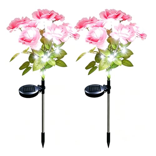 2 Pack Rose Solar Lights