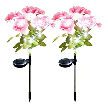 2 Pack Rose Solar Lights