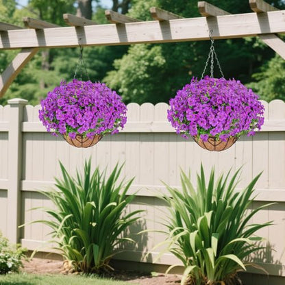 Artificial Hanging Flower for Outdoors (Purple / Hanging Artificial Flower(1 Pcs))